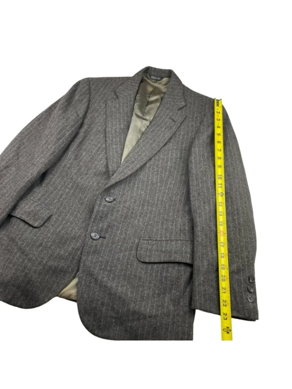 VTG Ralph Lauren Chaps Men's Wool Flannel Blazer Brown Railroad Stripe •USA• 40S